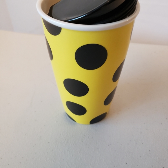 Starbucks 2015 Yellow & Black Dot Ceramic Tumbler - Picture 6 of 8